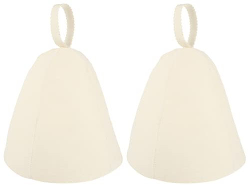 COHEALI 2st Duschhaube Saunaabdeckung Russische Banya- Mütze Spa-Hut Aus Filz Sauna Kopfstütze Banya Saunahütte Geschenk Bandanas Für Männer Handtuch Jacke Mit Hut Gefühlt Haar Damen Weiß