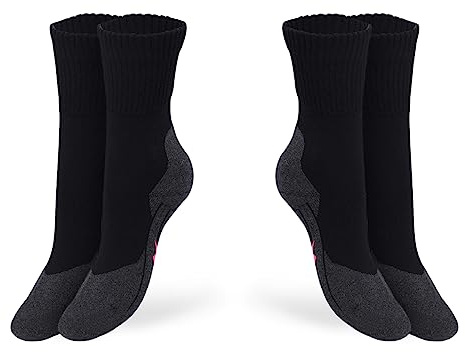 PRS Calzini Trekking Donna Traspiranti Anti Vesciche, calze ideali per Escursionismo Walking Hiking Montagna Caccia Trail Outdoors Sports, 2 Paia, Nero (35-40)