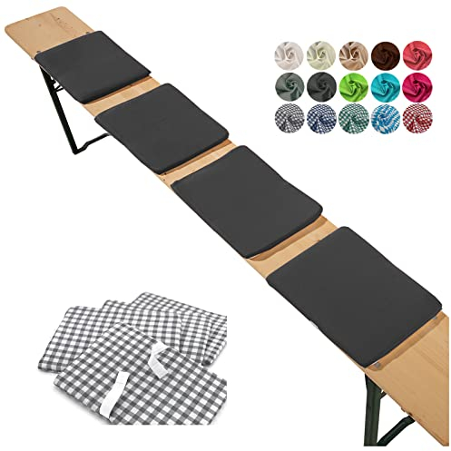 heimtexland ® Sitzkissen 4er Set Bierbank Polster Auflage Bierzeltgarnitur Garten Deko Kissen Typ859 Schwarz