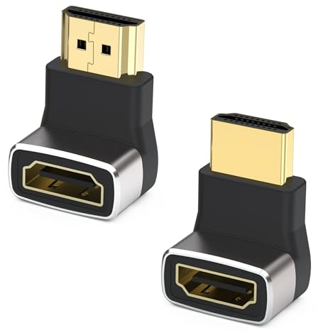 SHUBEIEUMI 2 Stück 8K HDMI Winkelstecker 90 Grad und 270 Grad, mit 8K@60Hz 4K@120Hz, HDMI 2.1 Winkel Adapter, für HDR, VRR, Dolby, eARC, 3D für PS5