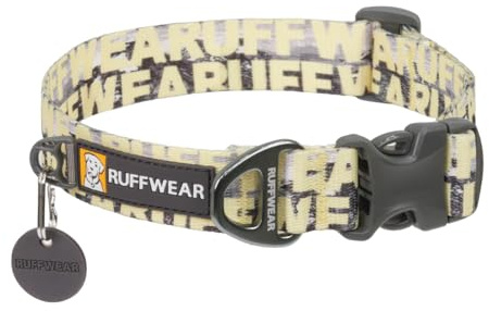 Ruffwear Front Range Large Dog Collar, Pet Dog Collar with Aluminum V-ring Dog Lead Attachment, Comfortable & Strong with Side Buckle & Webbing for Dog Walking, Size L (51-66cm), Mountains Logo