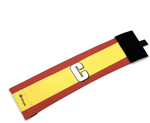 OXUM Sport Brazalete de Capitán Proud para niños y Adultos - Brazalete de Fútbol con la Bandera de España - Brazalete Elástico y Ajustable Talla S