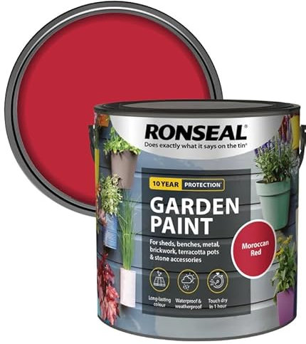 DUAYRA Garden Paint 2.5L | Quick Drying Outdoor Paints | All Purpose Long Lasting | Multicolor Water Based | Water Resistant Weatherproof Matt Finish | For Brickwork, Metal, Wood (Moroccan Red)