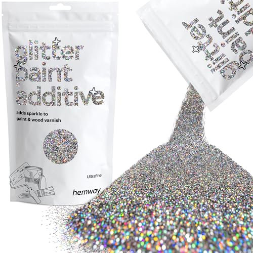 Gun Metal Grey Holographic Glitter Paint Additive Ultrafine 100g for Adding Sparkle to Paints & Varnish | Paint Walls Sparkly Add to Emulsion, Acrylic or Lacquer Indoor | Hemway
