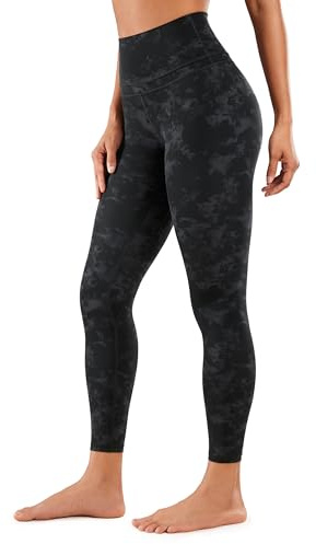 CRZ YOGA Mujer Naked Feeling Deportivos 7/8 Leggings Yoga Fitness Pantalon de Cintura Alta con Bolsillos-64cm La Niebla de Tinta de Humo 38