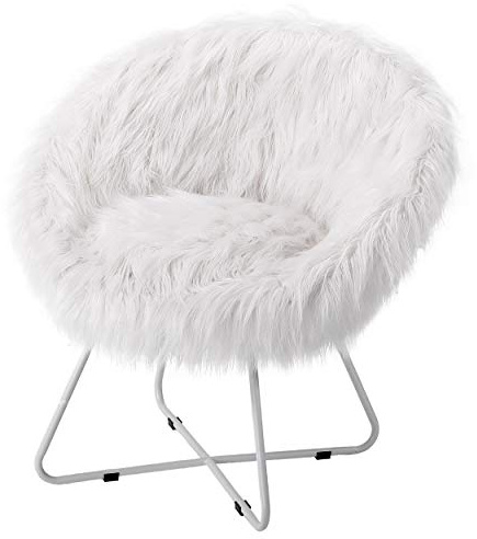 BIRDROCK HOME Papasan Chair with Silver Legs - Oversized Comfy Cushion for Indoor Lounge, Bedroom, Dorm, or Living Room - Cozy Fuzzy Seat - Metal Frame - Large Circle Lounge Chair, Patio Chair - White
