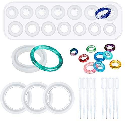 NA Woohome 15 stycken smycken silikonform gjutform hartsform, ring armband harts hänge hantverk gjutform, plast droppare för smycken hantverk gör-det-själv