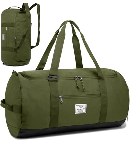Lyweem Travel Duffel Bag for Men, 60L Large Sports Duffle Bag Backpack for Women Weekender Overnight Holdall Bags with Shoes Compartment Multifunctional Gym Bags, Green