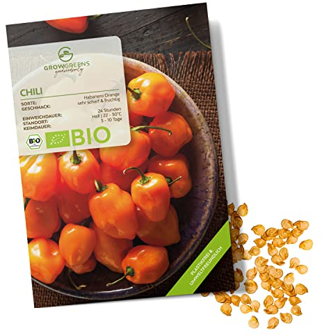Semi di peperoncino biologici (Habanero Orange) - Semi di peperoncino da coltivare in giardino, sul balcone e sul orto rialzato