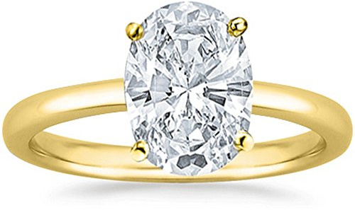 Houston Diamond District 0.5 to 10 Carat Lab Grown Solitaire Oval Cut IGI CERTIFIED Diamond Engagement Ring Wedding Ring for Women (E-F Color VS1-VS2 Clarity) 14K Yellow Gold 0.5 Carat Size-7