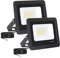 Projecteur LED Exterieur 2 Pcs, Projecteurs Extérieurs IP65 Etanche Super Lumineux Noir 20W 2000lm Eclairage Mural Extérieur led toit jardin jardin porte garage (4000k lumière naturelle)