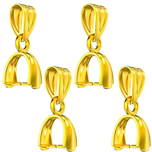 OHINGLT 925 Sterling Silver Pinch Bails for Jewelry Making – Pendant Clasp Connectors, Necklace Clip Bail, Jewelry Clasps for Necklaces & Bracelets