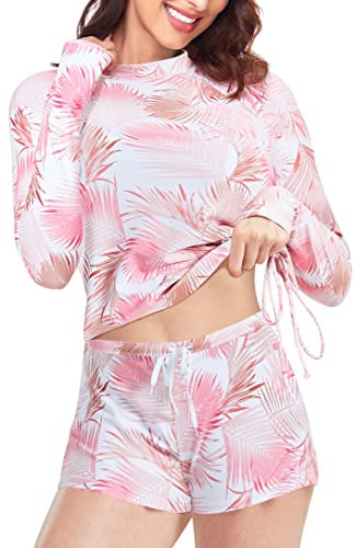 UNIQUEBELLA Damen Rash Guard, UV Surf Shirt Langarm UPF 50+ Sonnenschutz Schnelltrocknend Badeshirt Schwimmen Bademode