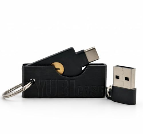 Yubicase - Protection pour Yubikey 5 NFC / 5C NFC - Étui Anti-Rayures - Yubikey Non Inclus (Noir, USB C)