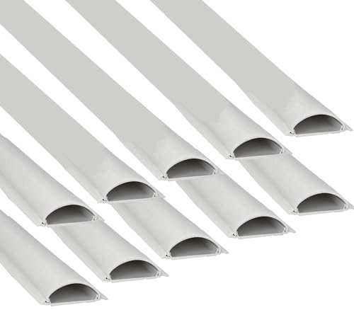 Jandei - Lot de 10 gouttières pour câbles PVC pour sol blanc 1 m 20 x 70 mm avec adhésif