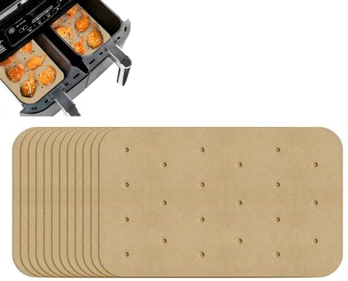 JJiaoLinin Air Fryer Papper, 100 stycken oblekt bakpapper för varmluftsfritös bakplåtspapper för NinjaDZ201 Foodi Dual Air Fryer