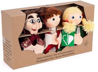 Juego de 3 marionetas de mano Hansel y Gretel en cartón de cartón, 3 piezas, multicolor, para teatro Kasperlet