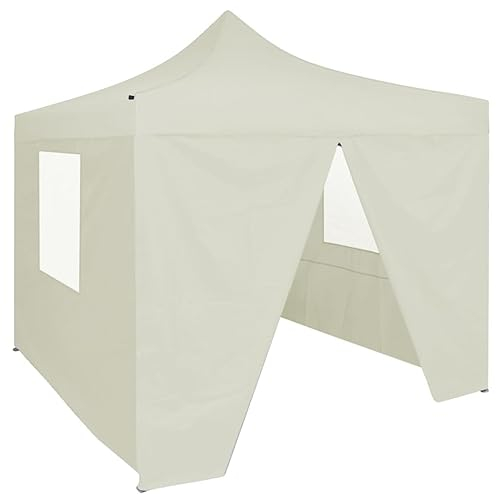 Professionellt partytält, vikbart med 4 sidoväggar, CIADAZ festtält, lusthus, öltält, trädgårdsfesttält, trädgårdstält, grillpaviljong, 2 x 2 m grädde av stål