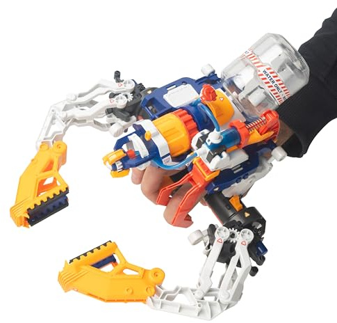 Construct & Create Mega Cyborg 5 Water Blaster Brazo Robótico Hidráulico Kit Construcción DIY Juguete Stem Pistola Agua Wearable Mano Articulada Sin Pilas Regalo Niños