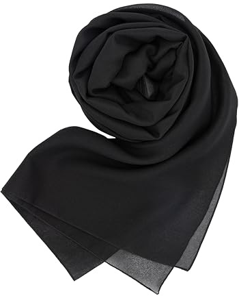 MAPIMANIA - Stola Elegante Donna Color Nero per Cerimonia e Matrimonio Made in Italy, Scialle coprispalle estivo Chiffon 200x80, Sciarpa Copri spalle per abito