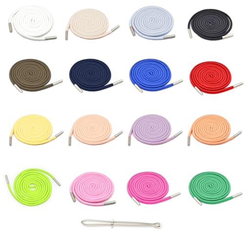Sxutop 16 Stück Kordel Jogginghose 140cm Kordelzug mit Durchziehnadel Hosenband zum Einziehen Kordelband Hose Ersatz Universal Kordelzug für Hoodie,Sporthosen,Jacken,Sportschuhe,Handtaschen(16 Farben)