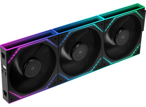Thermalright TL-M12QR X3 Lot de 3 ventilateurs pour boîtier à pales inversées, 120 mm, connexion en guirlande, 1500 tr/min, ARGB, double éclairage à miroirs infinis pour jeux vidéo