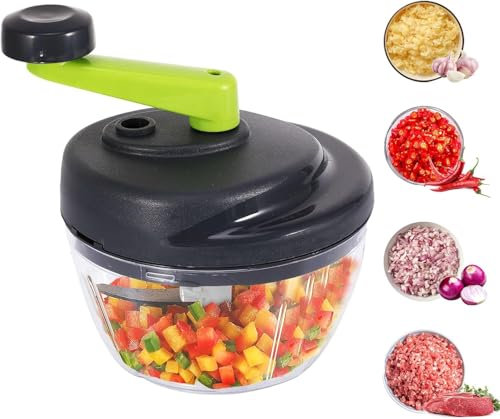 Affettatrice per verdure, cipolle, 520 ml, tritatutto per cipolle, tritatutto con cavo a corda, tritatutto manuale, per onion carota, frutta e verdura