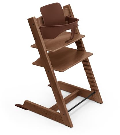 Stokke Tripp Trapp High Chair, Warm Brown - Includes Chair + Baby Set2 for Children 6-36 Months - Adjustable, Ergonomic & Easy to Clean