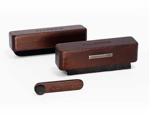 Fluance 3-in-1 Vinyl Record & Stylus Cleaning Kit with Anti-Static Carbon Fiber Brush, Velvet Brush, Stylus Brush - Precise Cleaning to Restore Sound Quality (VB65)