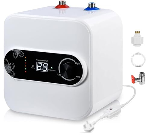 Electric Water Heater, 1500W Under Sink Water Heater with LCD Display and Temperature Knob, Ipx4 Safe Water Heat, for Kitchen, Lounge