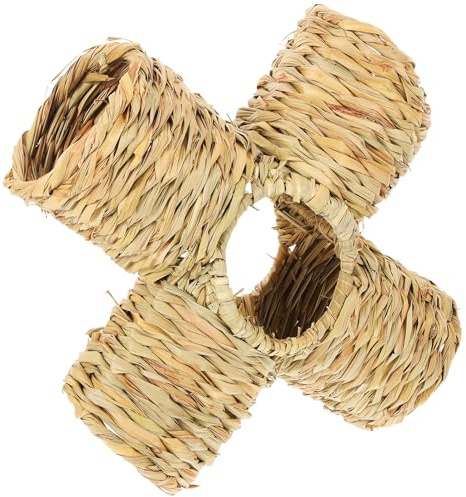 Mobestech Straw Woven Hamster Hideout Tunnel, Comfortable Hiding Tunnel for Small Animals, Guinea Pig and Bunny Play Tube for Cage Enrichment