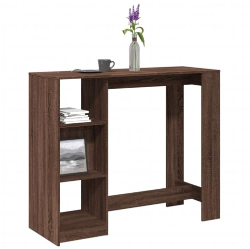 Pyvara Bbord med hylla brun ek av trämaterial 124 x 46 x 103,5 cm, förvaringsutrymme med 4 fack, robust, mångsidig för kök matsal vardagsrum, lättskött och platsbesparande
