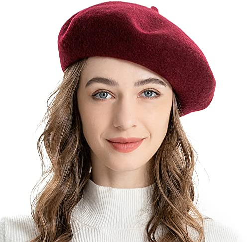 ZLYC Donna Lana Basco Scozzese Stile Francese Berretto