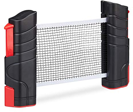Relaxdays 10 x utdragbart bordtennisnät, upp till 176 cm nätbredd, med klämhållare, för bord upp till 5 cm tjockt, svart/röd