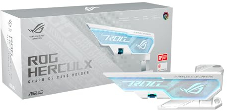 ASUS ROG Herculx Grafikkartenhalter weiß (Stützhöhe 72-128 mm, integriertes 3D-ARGB-Element, Aura Sync, inkl. Wasserwaage, weiß)