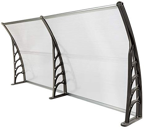 Auvent de Porte D'entrée en Aluminium Gris - Marquise Résistante Contre La Pluie et UV - Toit Abri Silver et Gray Transparent 200 x 100 x 25 cm