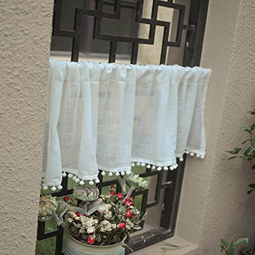 LUNEZY Skivgardin voile bistro gardin köksgardin cafégardiner, korta persienner skivgardiner för kök, sovrum, lantlig stil fönstergardiner, mörkläggning och vindtäta gardiner