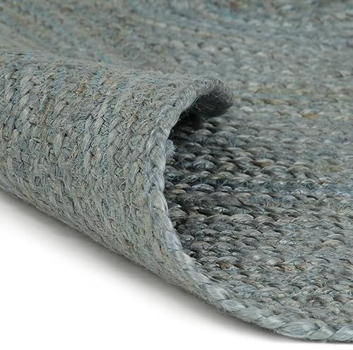 vidaXL Teppich Handgefertigt Jute Rund 180 cm Olivgrün