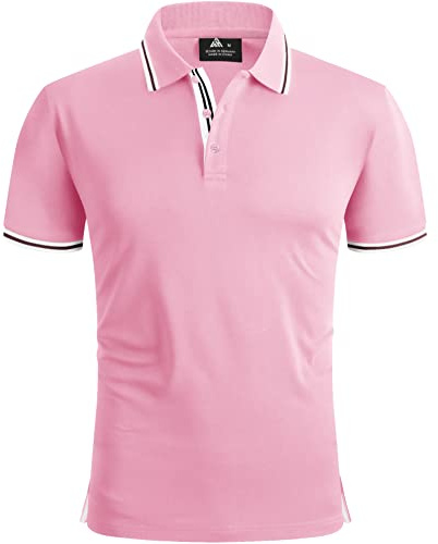 SwissWell Polo Hombre Manga Corta Secado Rápido Polo Golf Deportivos para Hombre Camiseta Tenis Transpirables Verano T-Shirt Rosa L