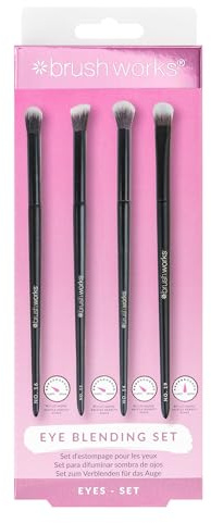 Brushworks Eye Blending Set – 4-Piece Eyeshadow Brush Kit with Tapered, Fluffy, Angled & Crease Brushes, Seamless Blending & Crease Definition