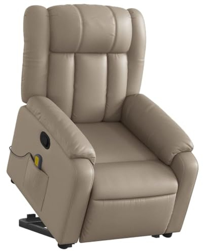 vidaXL Fauteuil Inclinable de Massage, Chaise de Relaxation avec Dossier, Siège avec Accoudoirs, Fauteuil TV de Salon, Moderne, Cappuccino Similicuir