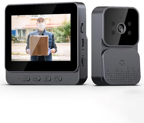 GOXAEEE Sonnette de porte vidéo avec caméra, interphone, avec écran IPS de 4,3 pouces, sonnette de porte sans fil avec fonction de vision nocturne infrarouge, audio bidirectionnel (pas de carte SD)
