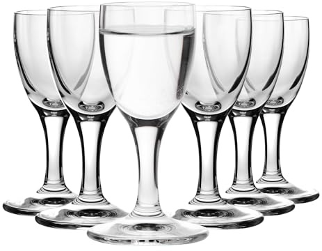 Krosno Prima Lumi Stielgläser für Wodka | 6er-Set | 6 x 25 ml | Ideal für Zuhause, Restaurants und Partys | Prima Lumi Kollektion | Bleifreies Kristallglas | Spülmaschinenfest