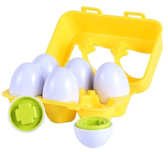 TACHAN - Confezione da 6 uova a incastro - Giocattolo educativo Forme e colori - Puzzle a incastro a forma di uovo - 12 mesi in su