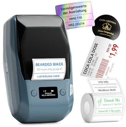 NIIMBOT M2 Etikettendrucker, Bluetooth Label Printer Etikettiergerät Thermotransfer Beschriftungsgerät Unterstützt Farbdruck, Selbstklebend Sticker Drucker für Büro, Zuhause, Schule, Dunkelblau