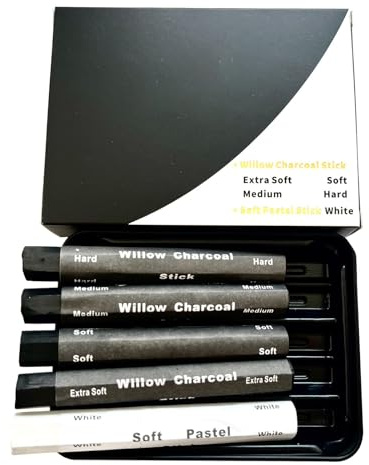 Hrtyvhin Juego de barras de carbón para dibujar, tiras solubles en agua, juego de dibujo, tiras solubles en agua, lápices, palos, suministros de arte