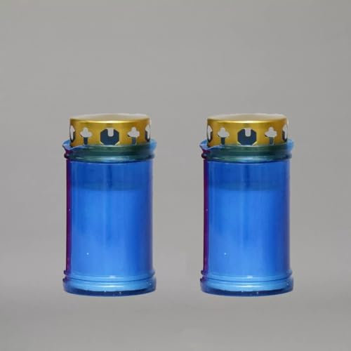 Lot de 2 bougies commémoratives bleues à combustion de 2 jours – Bougies de sanctuaire – Bougies d'église – Bougies funéraires – Bougies funéraires – Bougies résistantes aux intempéries – Bougie