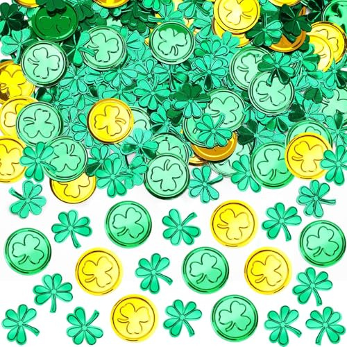 MARFOREVER St. Patrick's Day Shamrock Confetti Table Centerpiece Decoration