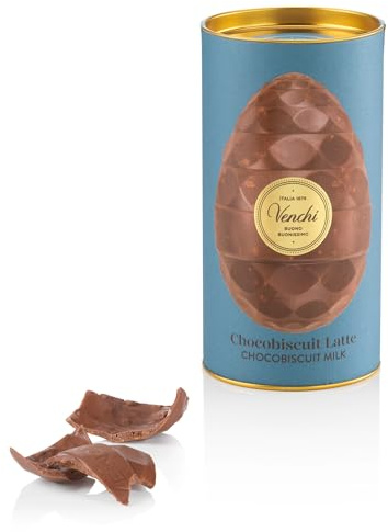 Venchi - Chocolate Egg, Milk Chocolate Flavor with Cookie Crumbs, No Surprise, Gluten Free, 150 gr, Easter Collection, Gift Idea