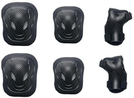 Ronyme Handpads Ellbogenpolster Knieschalter Schutzausrüstung Set REIT Skateboarding Tragbares Skaten Bequeme Wachen Kinder Erwachsene, Schwarz